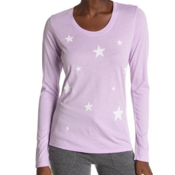 SUNDRY  Star Print Long Sleeve Tee - Lilac - NWT - Picture 1 of 2